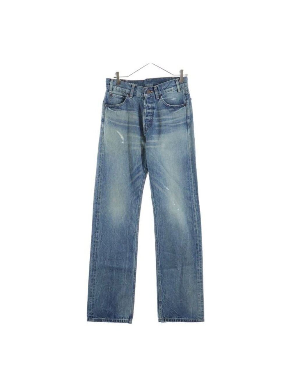 Celine Distressed Straight Denim Pants Indigo